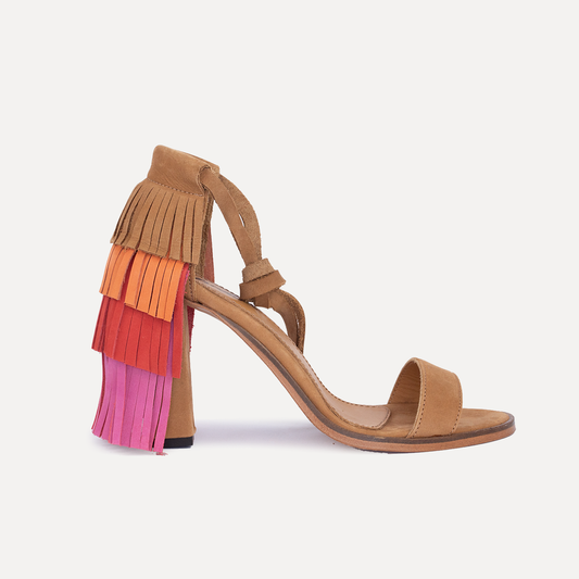 Lazarim - high heel sandals with fringes in pink