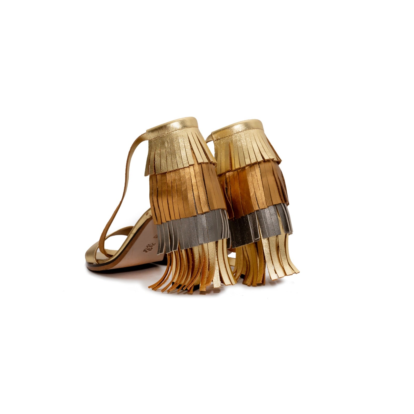 Gold clearance fringe sandals